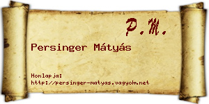 Persinger Mátyás névjegykártya